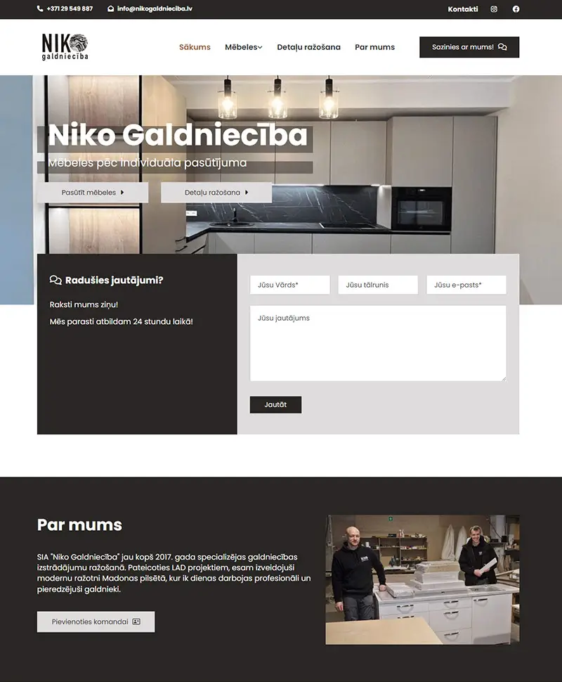 nikogaldnieciba.lv mājaslapas izstrāde